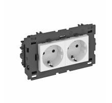 OBO Bettermann Розетка силовая 0° двойная 2х2К+З Modul45connect, со шторками, 16А 250В белая