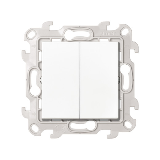 Двухклавишный переключатель, белый