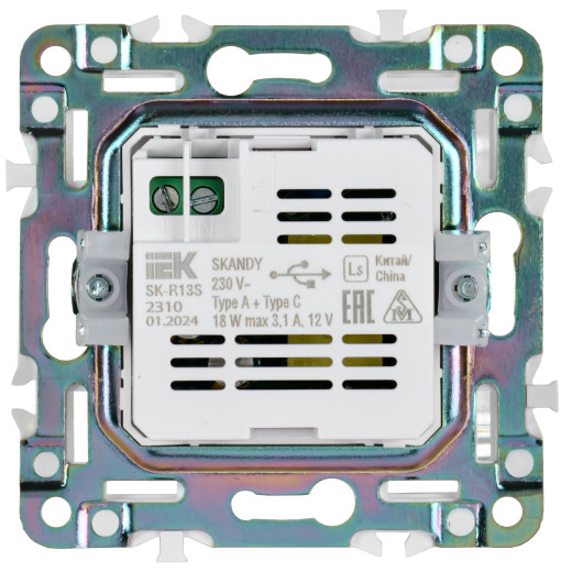 SKANDY Роз. USB A+C 18Вт SK-R13S сереб. IEK
