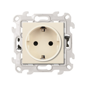 Simon 24 Слоновая кость Розетка 2К+3 с защитными шторками Push&Go