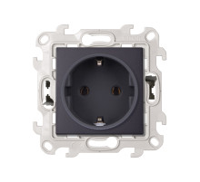 Simon 24 Графит Розетка 2К+3 без защитных шторок Push&Go