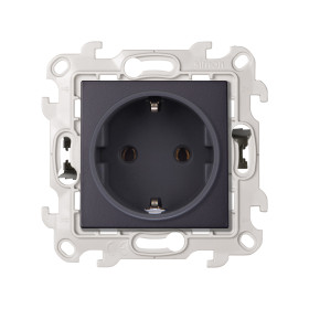 Simon 24 Графит Розетка 2К+3 без защитных шторок Push&Go