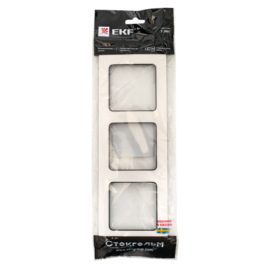 Стокгольм Рамка 3-местная белая с линией цвета черный EKF PROxima