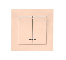 EKF PROxima Валенсия выключатель 2-кл. 10А кремовый с индикатором.