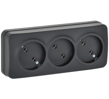 IEK GLORY Роз. 3-я без з/к/ш о/у 10А РС23-2-ХЧм черн. м.