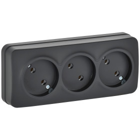 IEK GLORY Роз. 3-я без з/к/ш о/у 10А РС23-2-ХЧм черн. м.