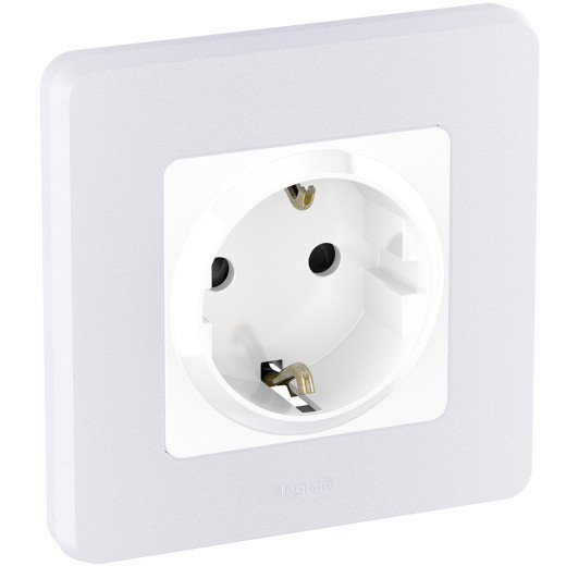 Розетка с заземлением - Legrand/Daccord Inspiria - со шторками 16А 250В винтовые зажимы - белый
