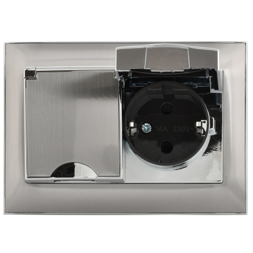 SKANDY Роз. 2-я с кр. 16А в сб IP44 SK-R12N никель IEK