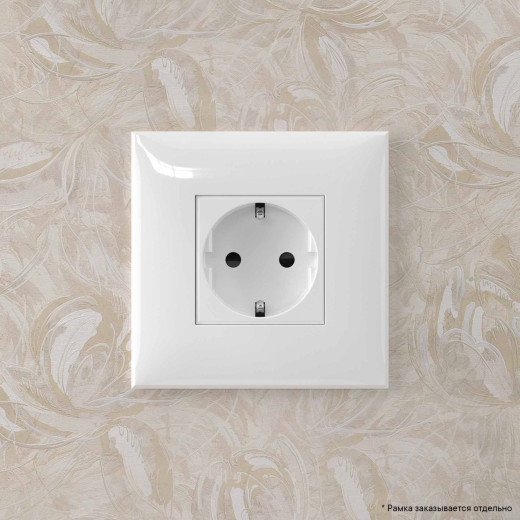Розетка в стену, 2P+E, с з/ш, Avanti, белое облако