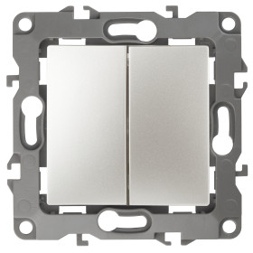 ЭРА 12-1106-15 Переключатель двойной, 10АХ-250В, IP20, Эра12, перламутр (10/100/2500)