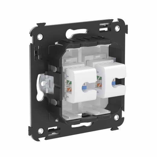 Телефонная розетка RJ-12 без шторки в стену двойная, Avanti, белое облако