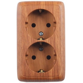 Hegel Альфа наруж Дуб РА16-153-05 Розетка с/з двойная, с изол. пластиной