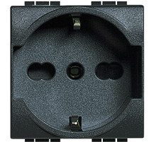 BT Розетка 2П + заземление (центр., боков.) 16А с защитными шторками 2 модуля.