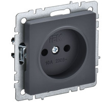 IEK BRITE BASE Графит Розетка 1-м б/з без защ.штор. 10А РС10-1-0-БрГ