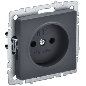 IEK BRITE BASE Графит Розетка 1-м б/з без защ.штор. 10А РС10-1-0-БрГ
