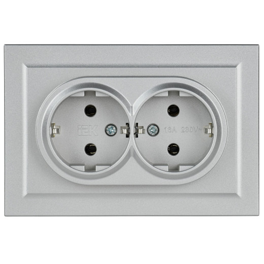 BRITE Роз. 2-я с з/к без з/ш 16А в сб. РС12-3-БрА алюм. IEK