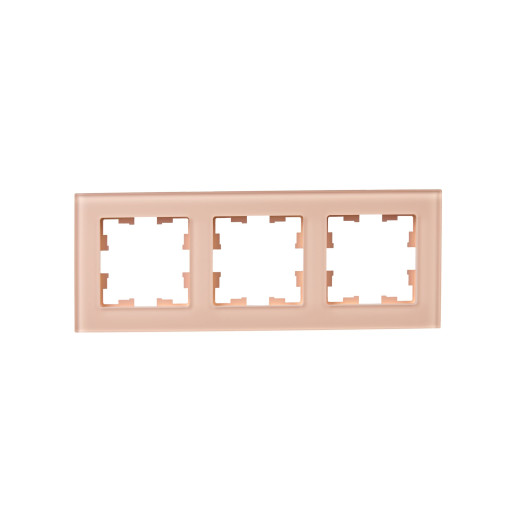 BRITE Рамка 3-мест. РУ-3-2-БрП стекло персиковый матовый IEK