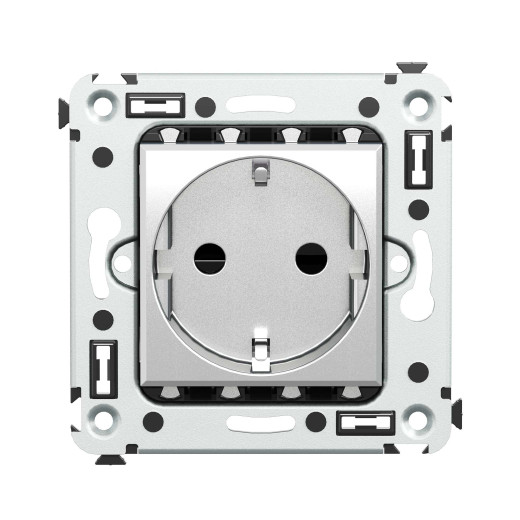 Розетка в стену, 2P+E, с з/ш, Avanti, закаленная сталь