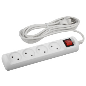 ЭРА Удлинитель электрический  U-4s-3m-2x1 без заземления c выключателем 4 розетки 3м ПВС 2x1мм2 10А
