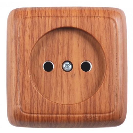 РА16-104-05 Розетка открытой установки, одноместная, со шторкой, с изолирующей пластиной, цвет дуб