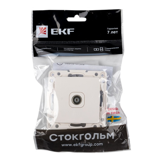 Стокгольм Механизм Розетки TV 1-местной оконечной 75Ом 5-862МГц винтовые клеммы белый EKF PROxima