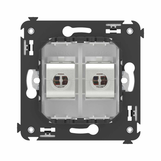 Компьютерная розетка RJ-45 без шторки в стену, кат.6A двойная  экранированная, Avanti, белое облако