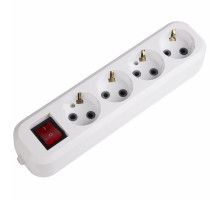 REXANT Колодка 4 гнезда с кнопкой c заземлением.