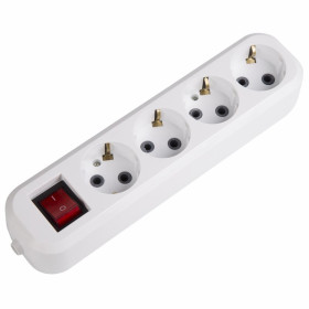 REXANT Колодка 4 гнезда с кнопкой c заземлением.