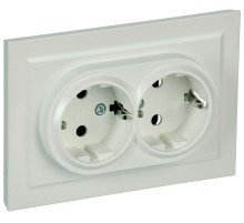 IEK BRITE Жемчуг Розетка 2-м с/з с защ шторк 16А в сборе РСш12-3-БрЖ