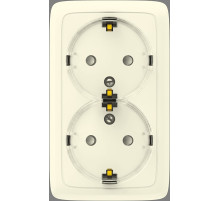 Hegel Альфа наруж Слоновая кость РА16-184-01 Розетка с/з двойная, со шторками, с изол. пластиной