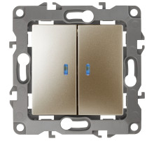 ЭРА Выключатель Серия 12 12-1105-04 двойной с подсветкой скрытой установки 10АХ-250В