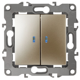 ЭРА Выключатель Серия 12 12-1105-04 двойной с подсветкой скрытой установки 10АХ-250В