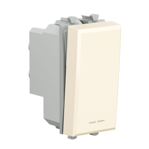 Выключатель двухполюсный одноклавишный модульный, Avanti, ванильная дымка, 1 модуль