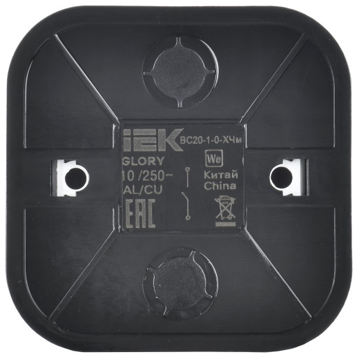 GLORY Выключ. 1-кл. о/у 10А ВС20-1-0-ХЧм черн. м. IEK