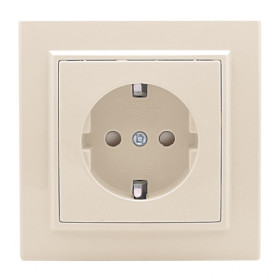 EKF Basic Минск Бежевый Розетка с/з, со шторками, 16А, СП.