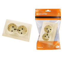 TDM Розетка двойная 2П+З 16А 250В сл. кость 