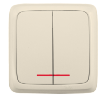 Hegel Альфа наруж Слоновая кость ВА10-152-01 Выключатель 2-клавишный с индикацией