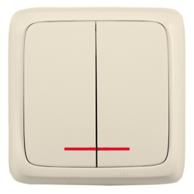 Hegel Альфа наруж Слоновая кость ВА10-152-01 Выключатель 2-клавишный с индикацией