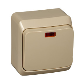 Systeme Electric Этюд наруж Крем Выключатель 1-клавишный с подсветкой