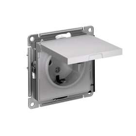 Systeme Electric AtlasDesign Алюминий Розетка с/з, со шторками, с крышкой, 16А, в сборе