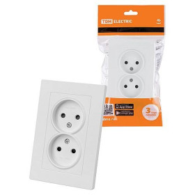 TDM Розетка двойная 2П 10А 250В с защ. шт. белая 
