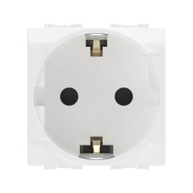 DKC Brava Электрическая розетка  с заземлением, со шторками, белая, 2мод.