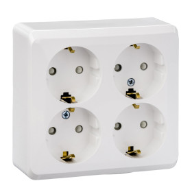 Systeme Electric Этюд наруж Бел Розетка 4-ая с/з со шторками