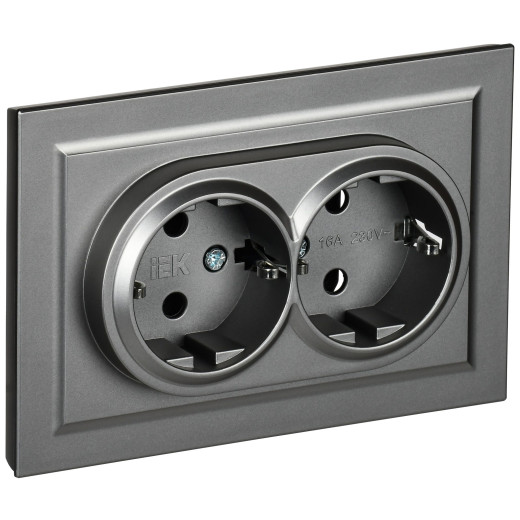 BRITE Роз. 2-я с з/к без з/ш 16А в сб. РС12-3-БрС сталь IEK