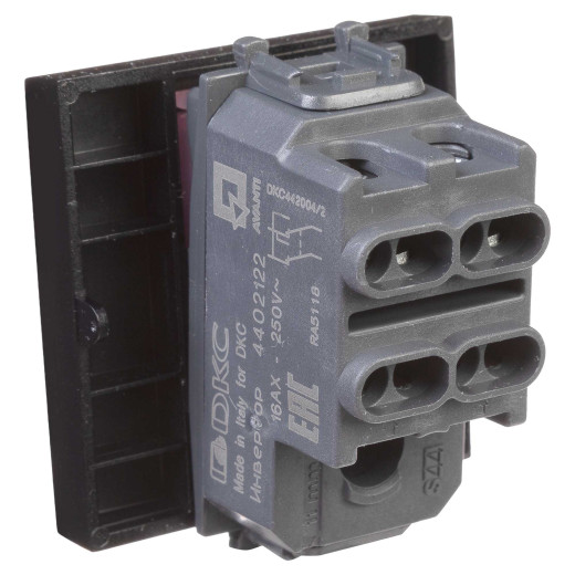 Инвертор одноклавишный модульный, Avanti, черный квадрат, 2 модуля