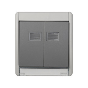 Simon 44 Aqua Серая Рамка с двойной клавишей, с подсветкой