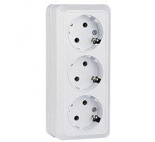 EKF PROxima Рим Розетка 3-местная 16А с заземлением белая.