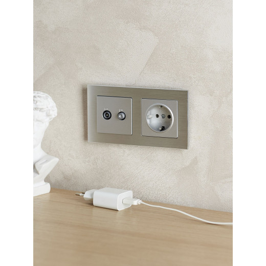 BRITE Рамка 2-мест. РУ-2-1-БрА металл алюм. IEK