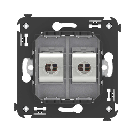 Компьютерная розетка RJ-45 без шторки в стену, кат.5e двойная экранированная, Avanti, закаленная сталь