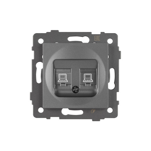 Механизм компьютерной розетки двойной SCT-MPC2-PL-GR-V (RJ-45, CAT6) (Arlight, -)